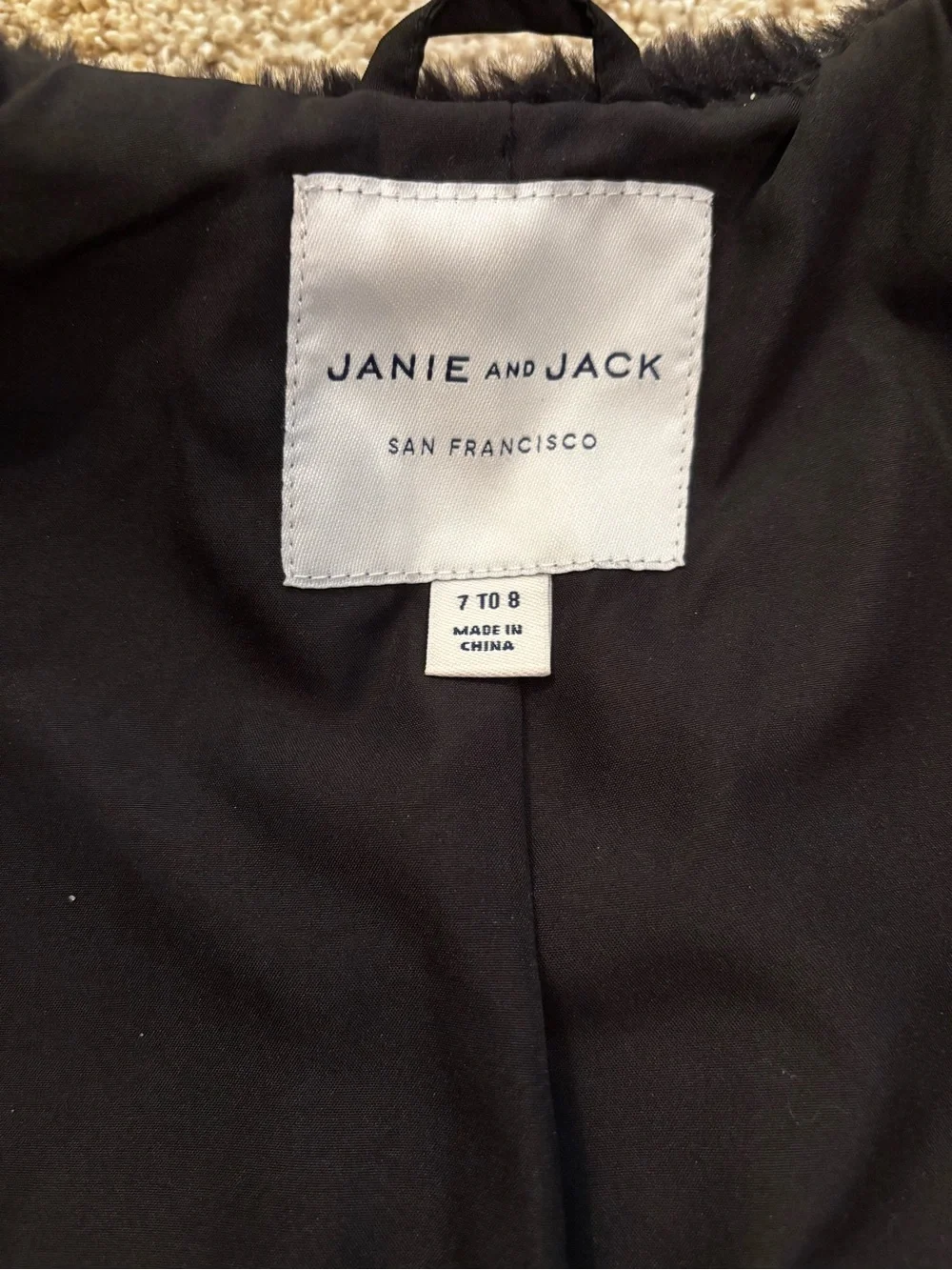 JANIE AND JACK Cropped Faux Fur Coat. Size 7/8.